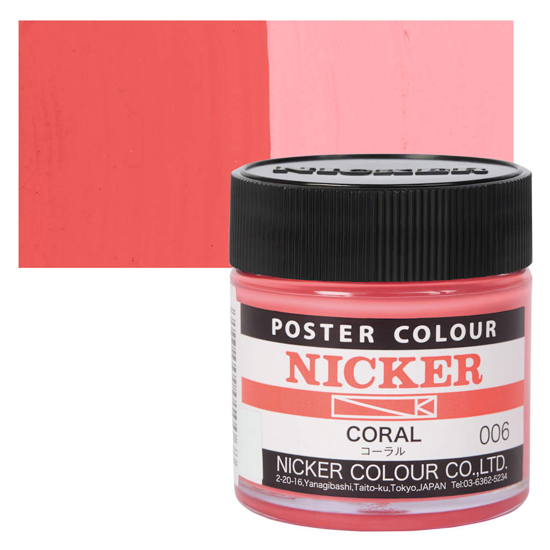 Open in modal - Nicker Poster Colour Paint - Coral, 40 ml jar and swatch
