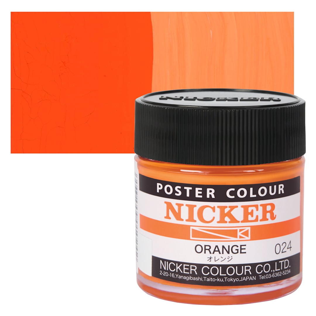Open in modal - Nicker Poster Colour Paint - Orange, 40 ml jar and swatch