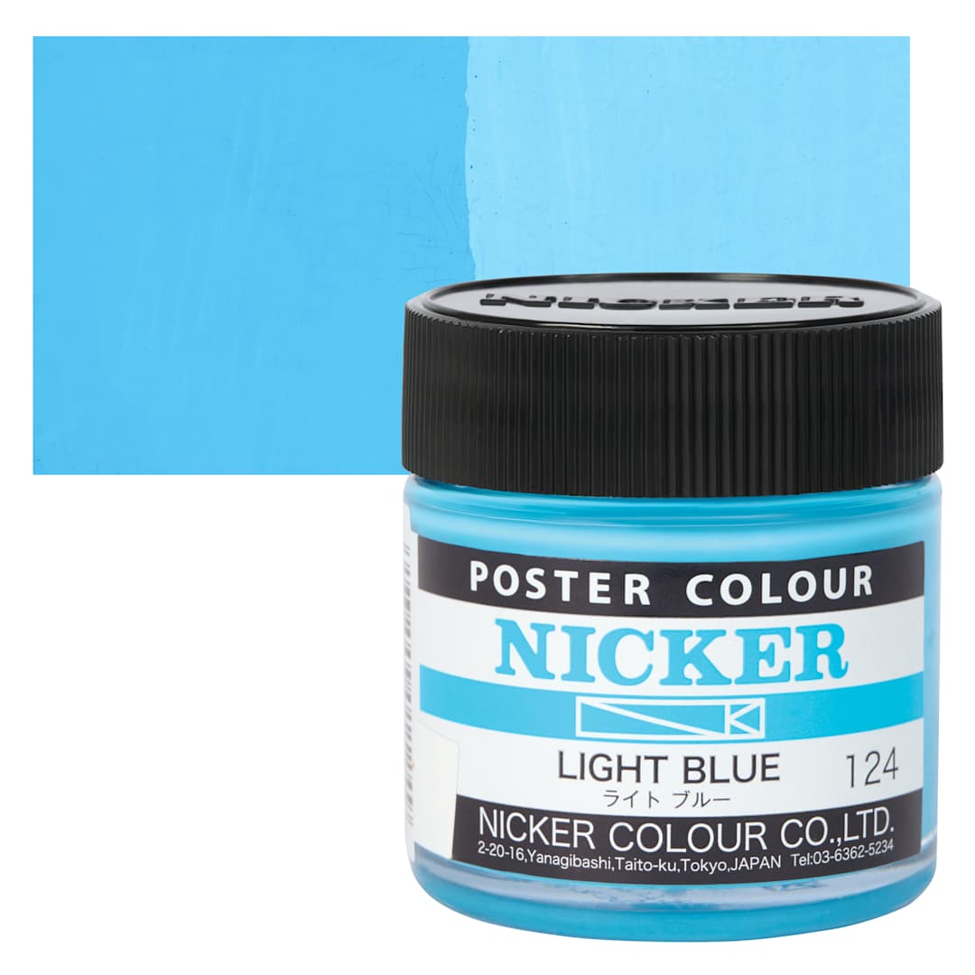 Open in modal - Nicker Poster Colour Paint - Light Blue, 40 ml jar and swatch