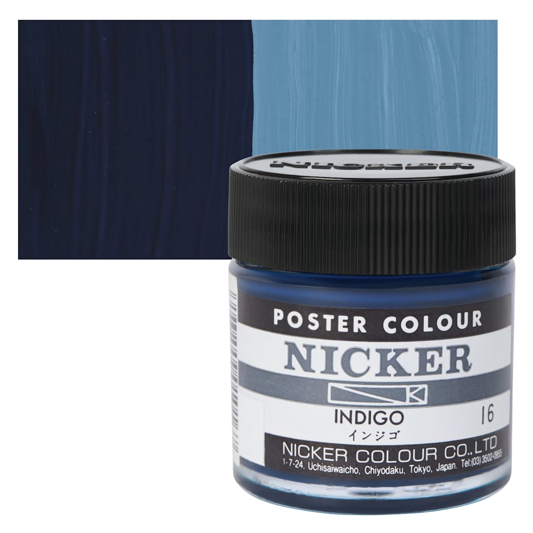 Open in modal - Nicker Poster Colour Paint - Indigo, 40 ml jar and swatch