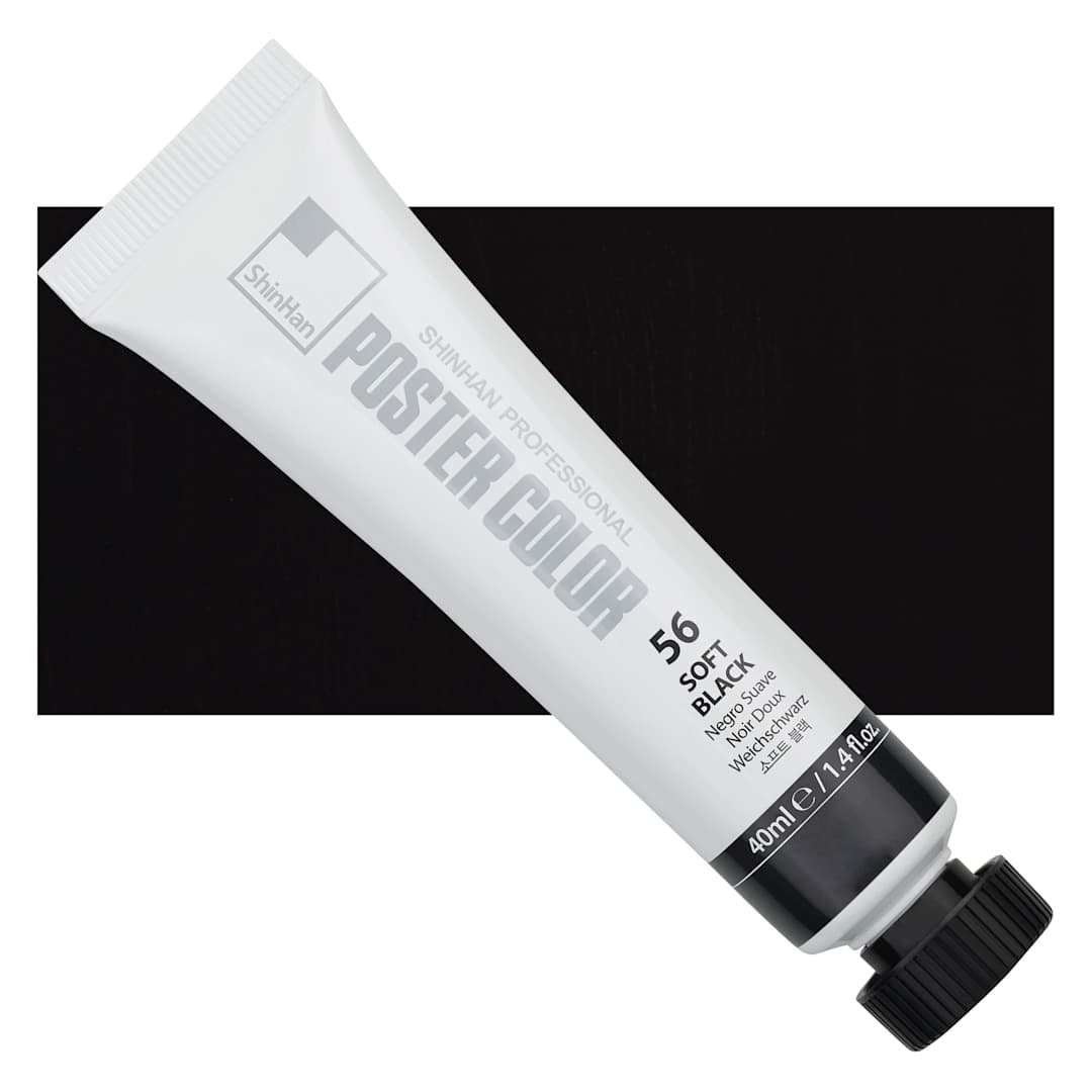 Open in modal - ShinHan Professional Poster Color Paint - Soft Black, 40 ml tube and swatch