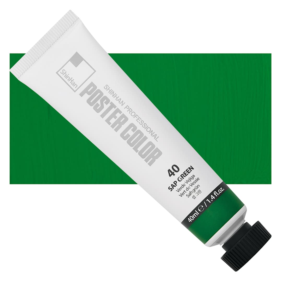 Open in modal - ShinHan Professional Poster Color Paint - Sap Green, 40 ml tube and swatch