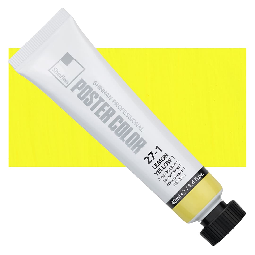 Open in modal - ShinHan Professional Poster Color Paint - Lemon Yellow 1, 40 ml tube and swatch