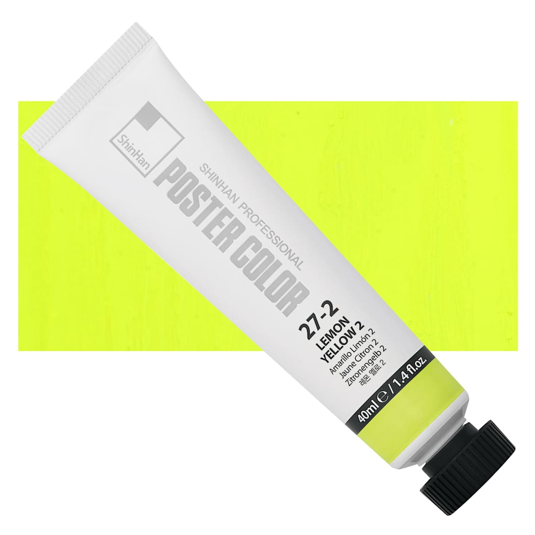 Open in modal - ShinHan Professional Poster Color Paint - Lemon Yellow 2, 40 ml tube and swatch