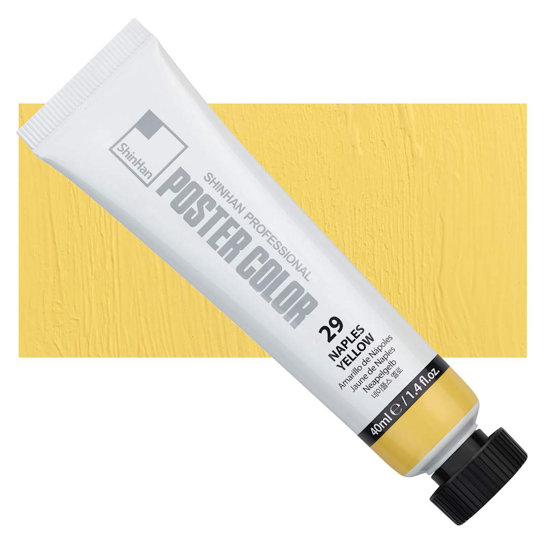 Open in modal -  ShinHan Professional Poster Color Paint - Naples Yellow, 40 ml tube and swatch
