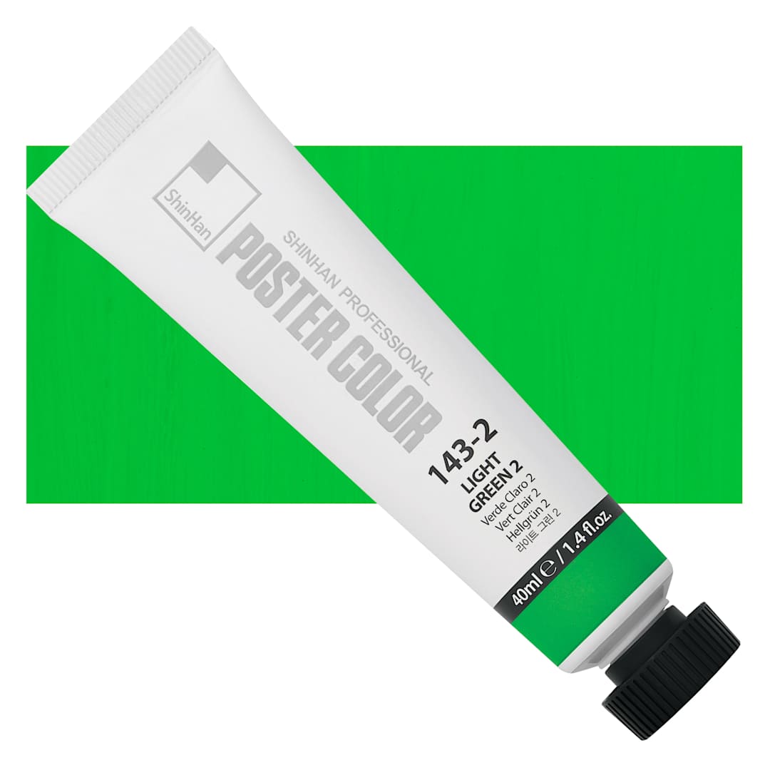 Open in modal - ShinHan Professional Poster Color Paint - Light Green 2, 40 ml tube and swatch