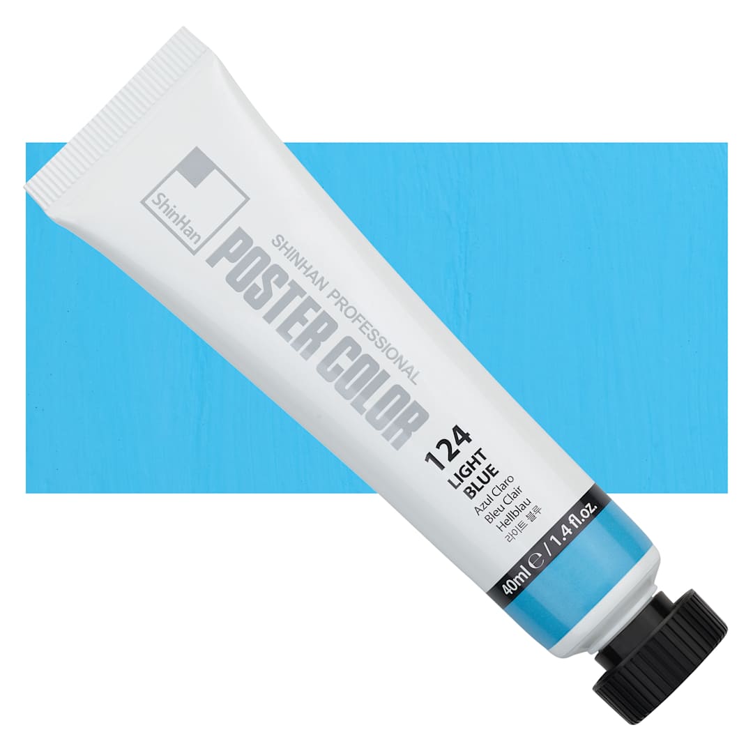 Open in modal - ShinHan Professional Poster Color Paint - Light Blue, 40 ml tube and swatch