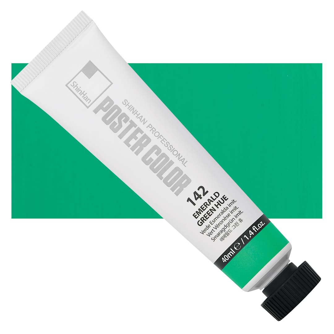 Open in modal - ShinHan Professional Poster Color Paint - Emerald Green Hue, 40 ml tube and swatch