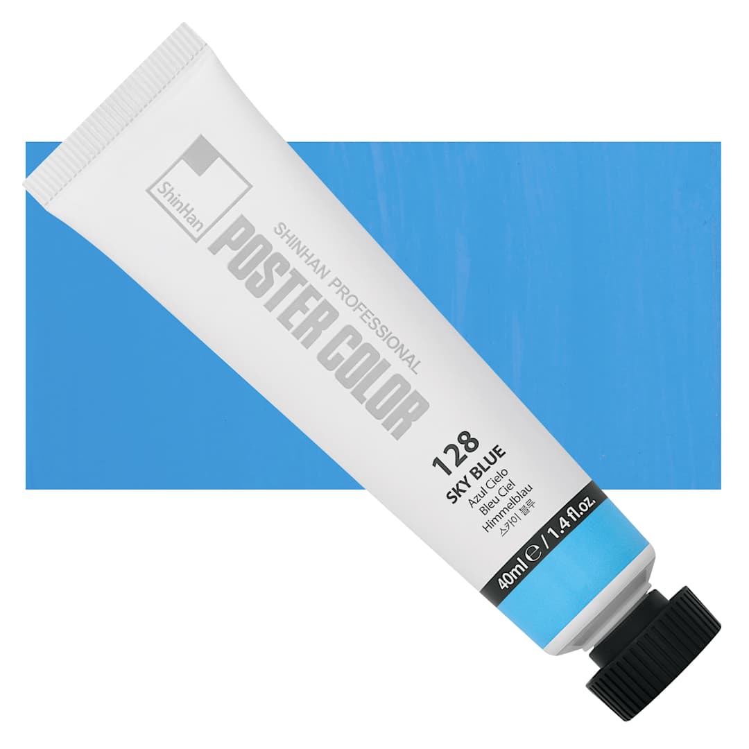 Open in modal - ShinHan Professional Poster Color Paint - Sky Blue, 40 ml tube and swatch