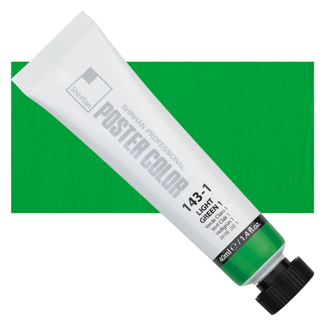 Open in modal - ShinHan Professional Poster Color Paint - Light Green 1, 40 ml tube and swatch
