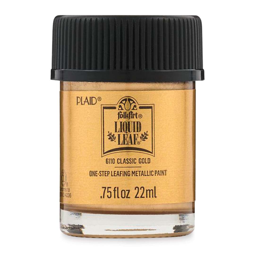 Open in modal - FolkArt Liquid Leaf Metallic Paint - Classic Gold, 0.75 oz, front of jar