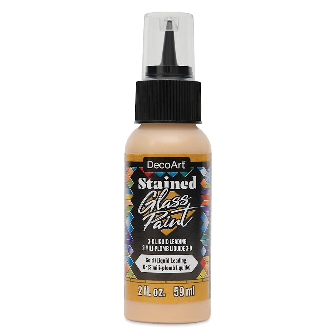 Open in modal - DecoArt Stained Glass Paint 3-D Liquid Leading - Gold, 2 oz Bottle