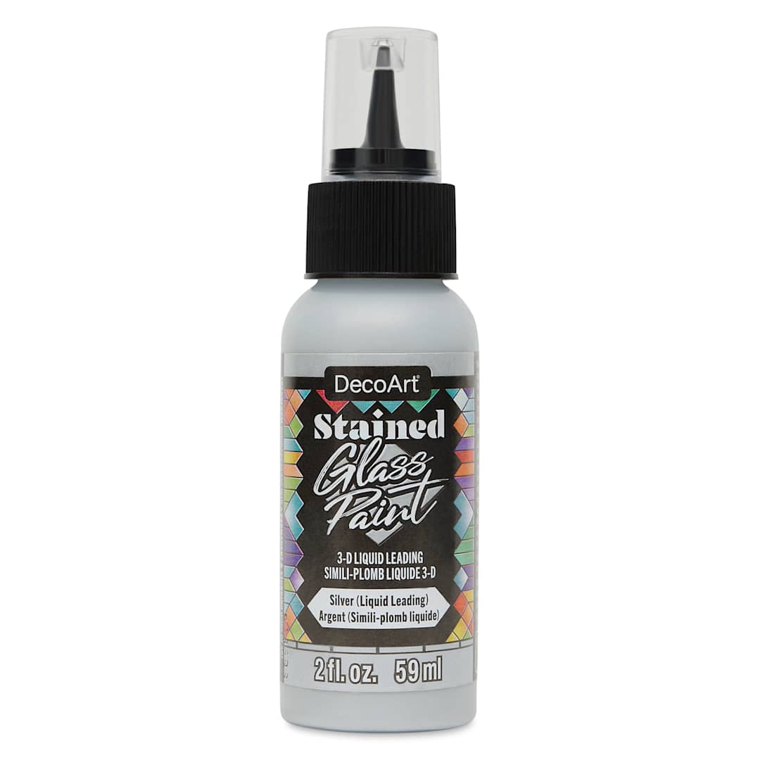 Open in modal - DecoArt Stained Glass Paint 3-D Liquid Leading - Silver, 2 oz Bottle