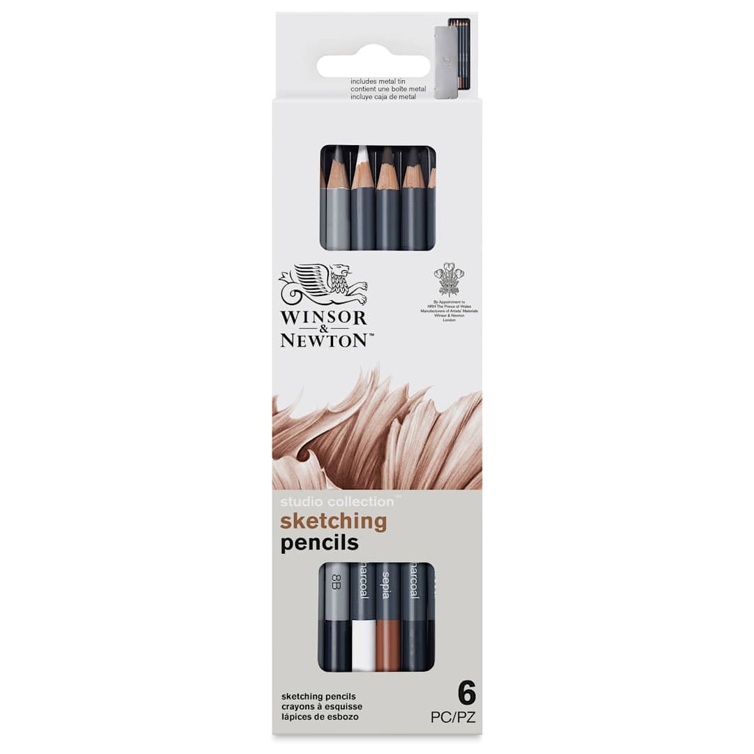 Open in modal - Winsor & Newton Studio Collection Sketching Pencils - Set of 6, front of the packaging