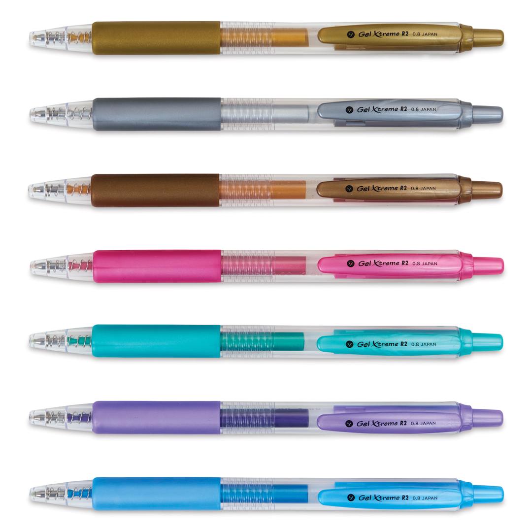 Open in modal - Yasutomo R2 Metallic Gel Pen Set out of packaging