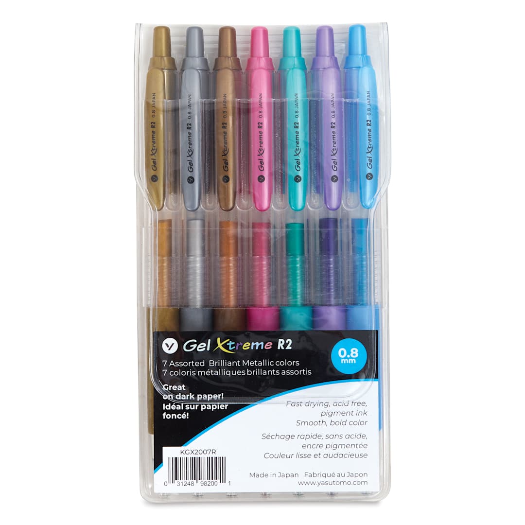 Open in modal - Yasutomo R2 Metallic Gel Pen Set in packaging