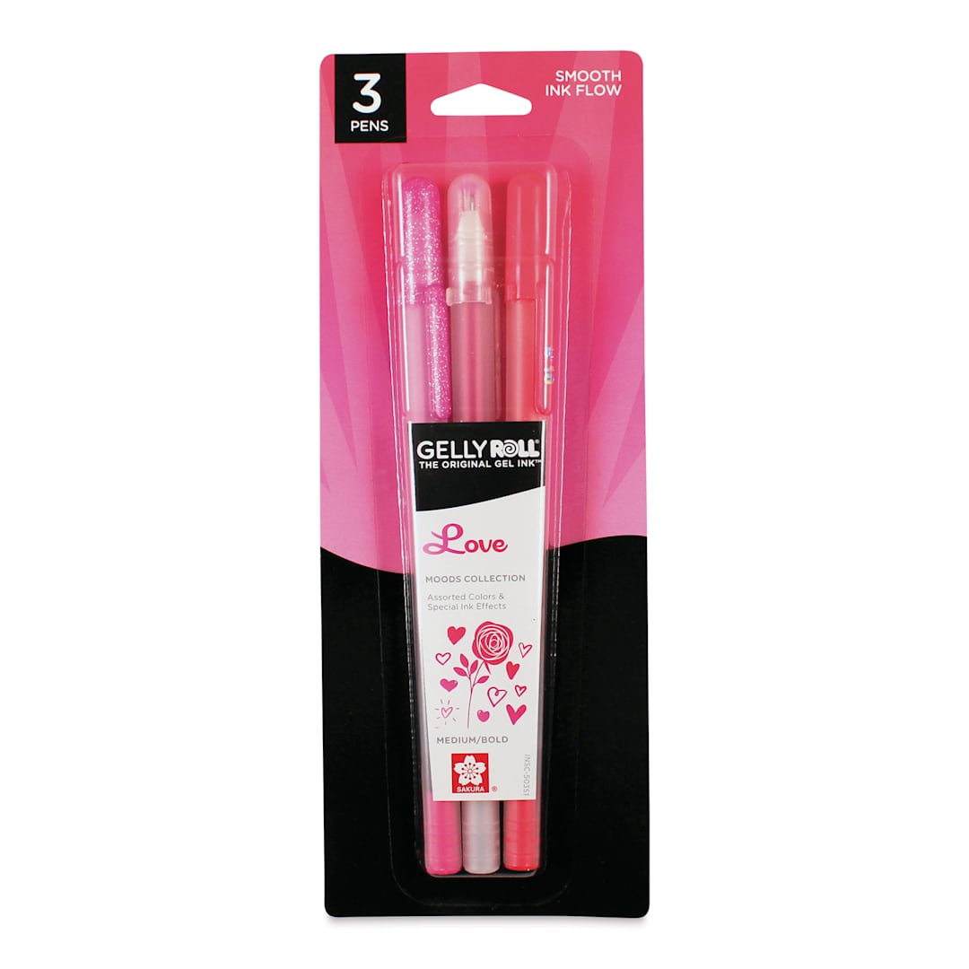 Open in modal - Sakura Gelly Roll Moods Collection Pens - Love, Set of 3, front of the packaging