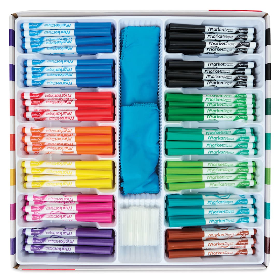 Open in modal - Maped Marker'Peps Dry Erase Marker Set - School Pack, Fine Tip, Assorted, Set of 208