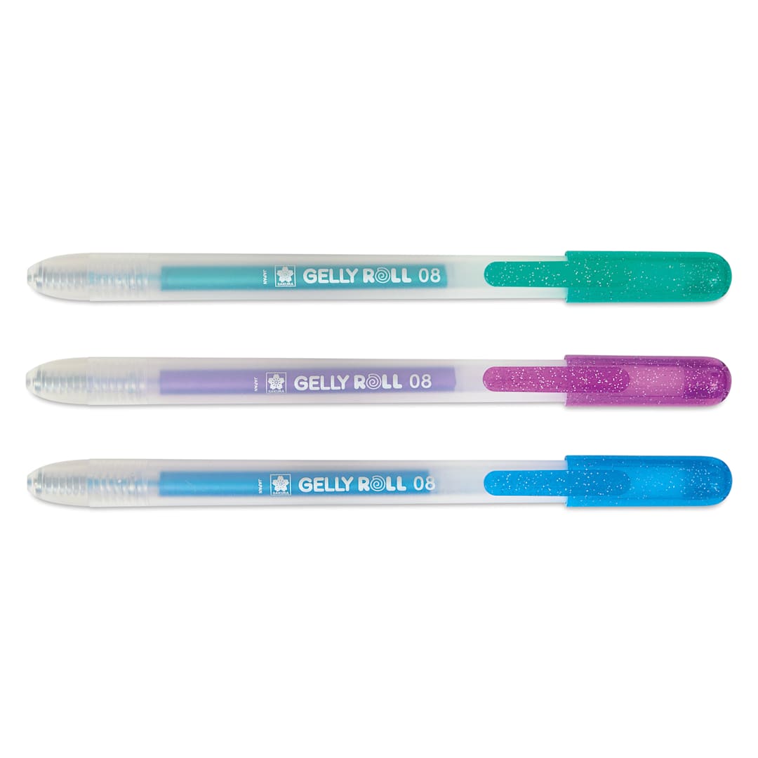 Open in modal - Sakura Gelly Roll Retractable Metallic Pens - Assorted, Set of 3, out of package with retracted tips