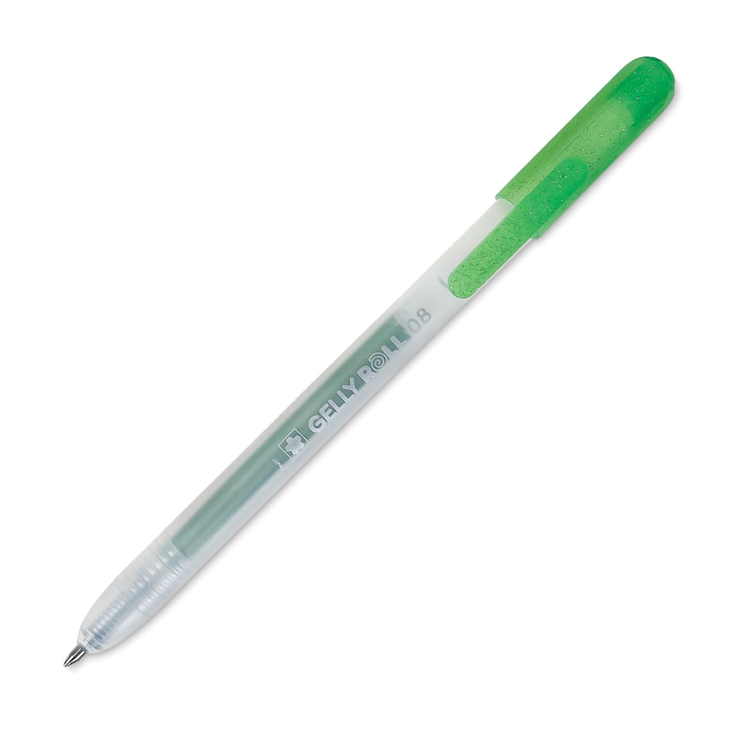 Open in modal - Sakura Gelly Roll Retractable Metallic Pen - Emerald, tip extended