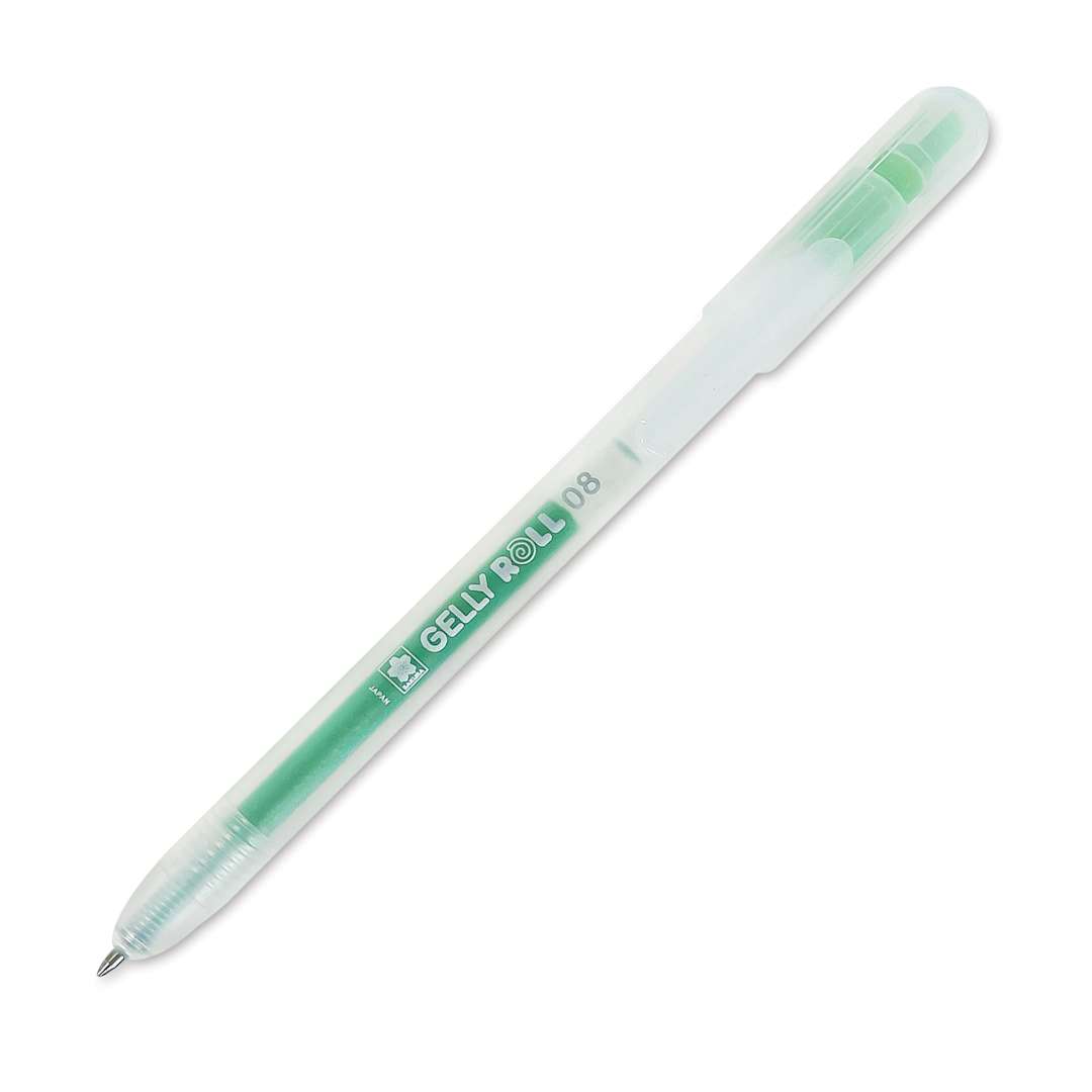 Open in modal - Sakura Gelly Roll Retractable Stardust Pen - Lime Star, tip extended
