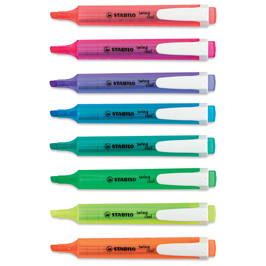 Open in modal - Stabilo Swing Cool Highlighters - Set of 8, contents out of packaging