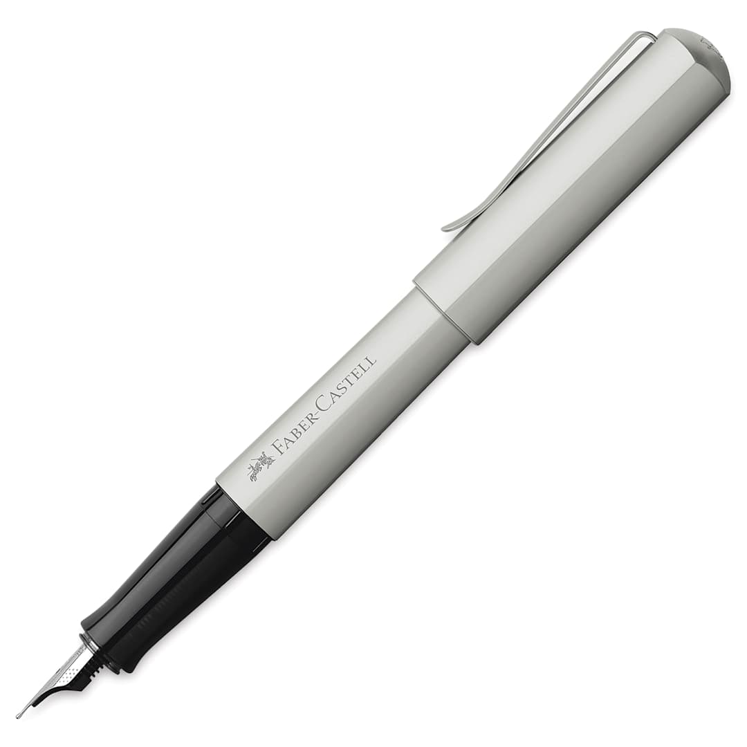 Open in modal - Faber-Castell Hexo Fountain Pen - Matte Silver, Medium Tip
