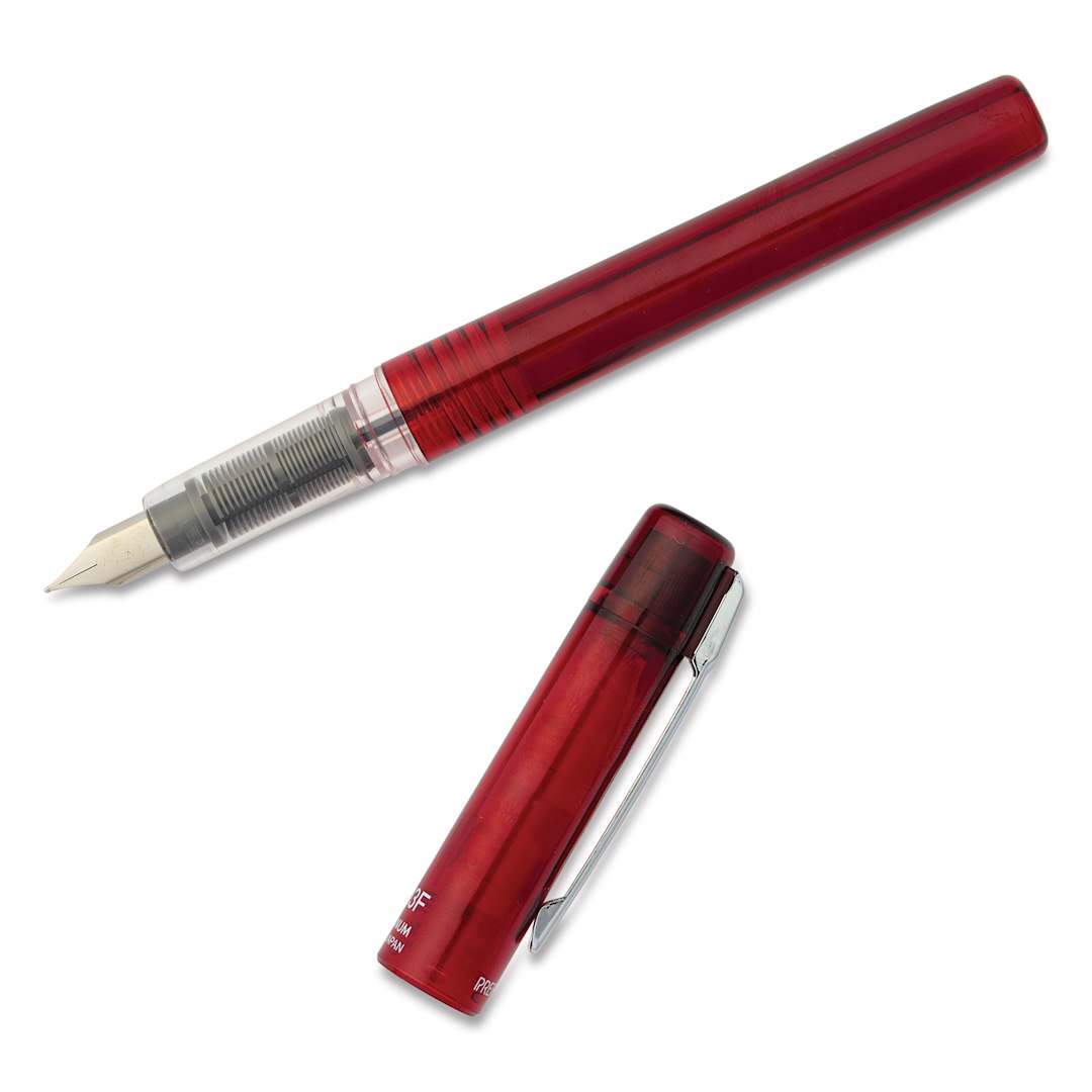 Open in modal - Platinum Prefounte Fountain Pen - Crimson Red, Fine, with cap