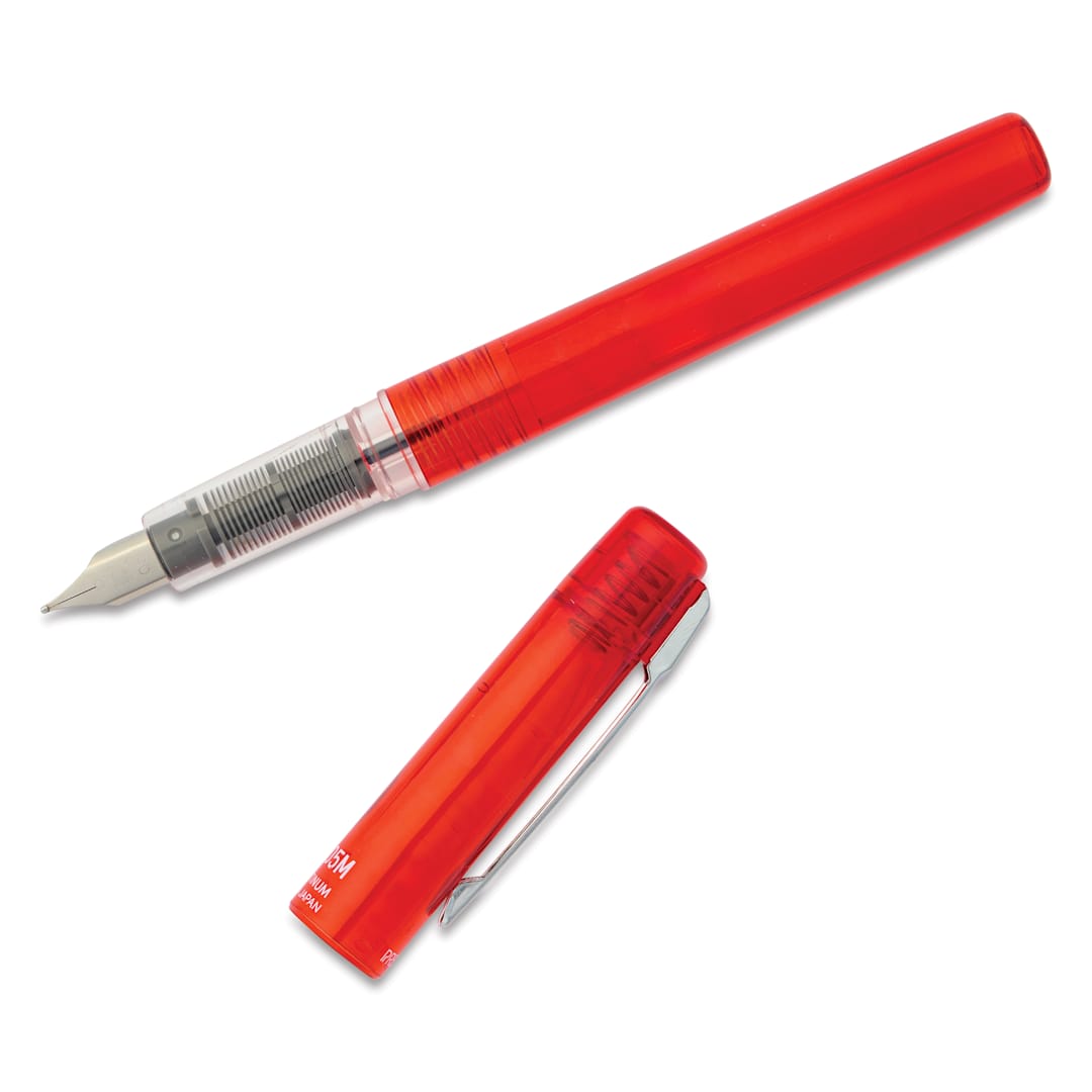 Open in modal - Platinum Prefounte Fountain Pen - Vermilion Orange, Medium, with cap