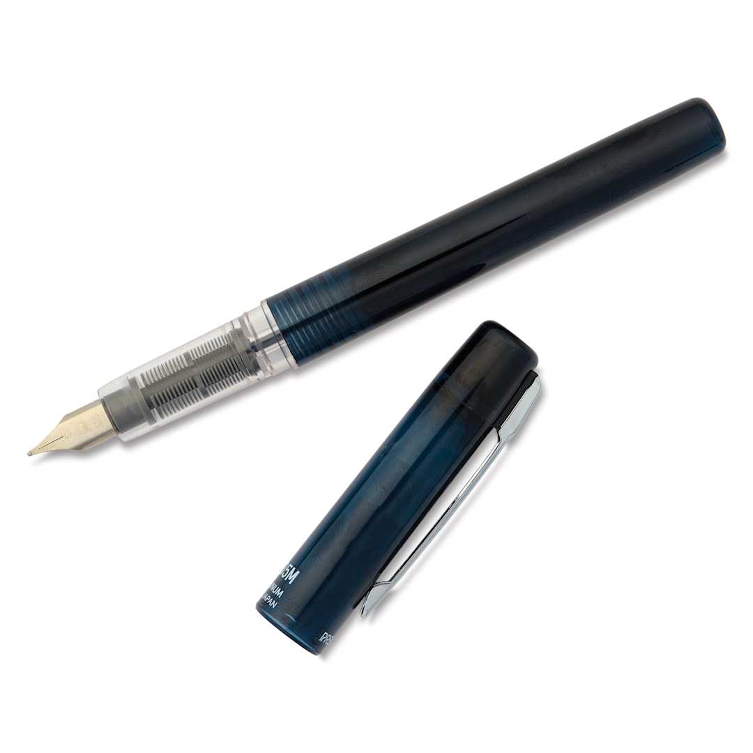 Open in modal - Platinum Prefounte Fountain Pen - Graphite Blue, Medium, with cap