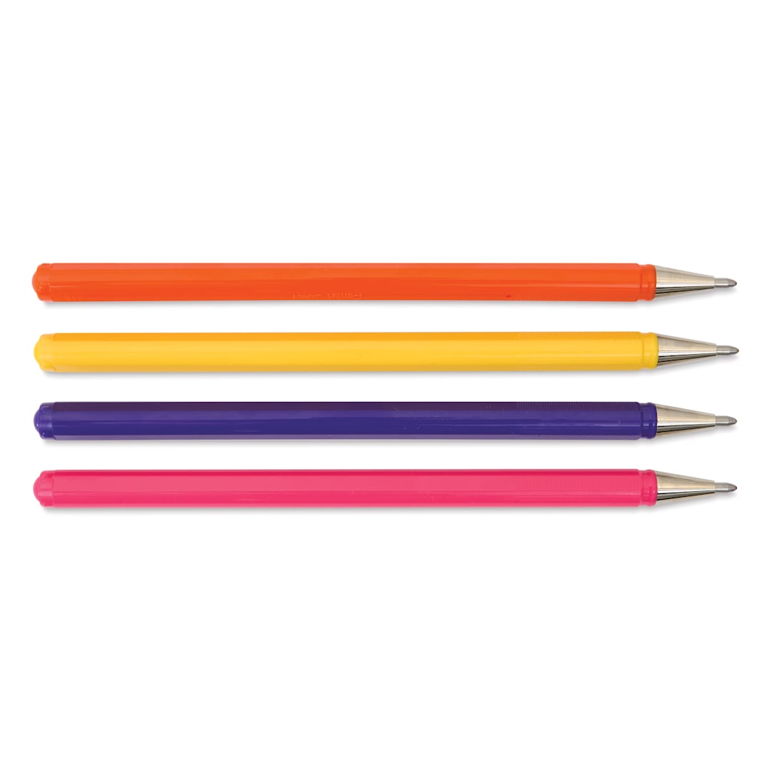 Open in modal - Pentel Arts Hybrid Mattehop Gel Roller Pens - Set B, Set of 4, caps off