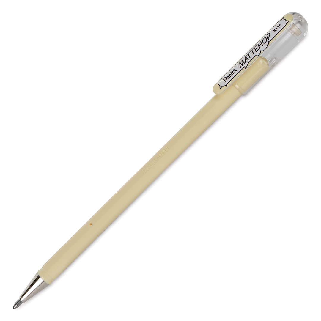 Open in modal - Pentel Arts Hybrid Mattehop Gel Roller Pen - Matte Ivory White