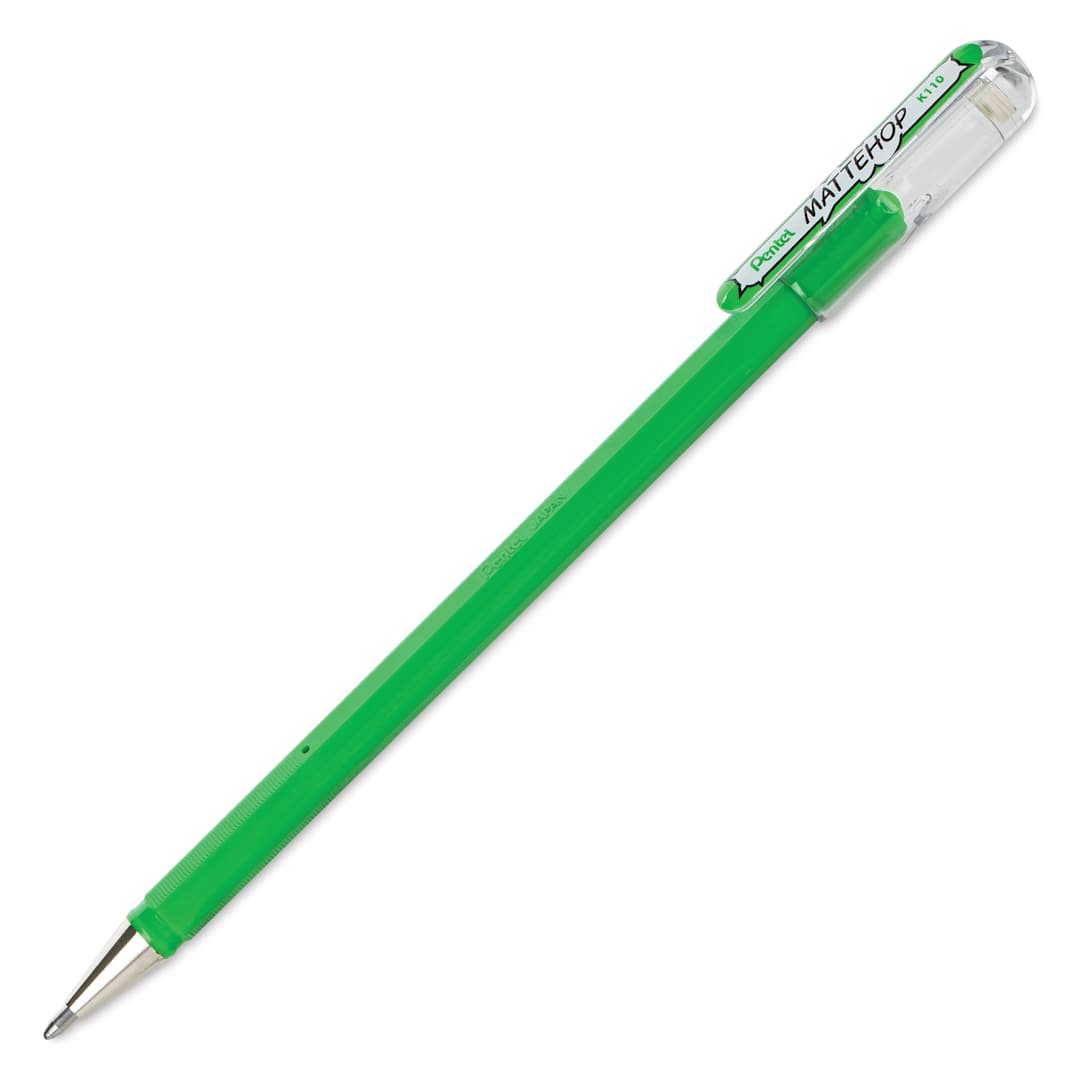 Open in modal - Pentel Arts Hybrid Mattehop Gel Roller Pen - Matte Green