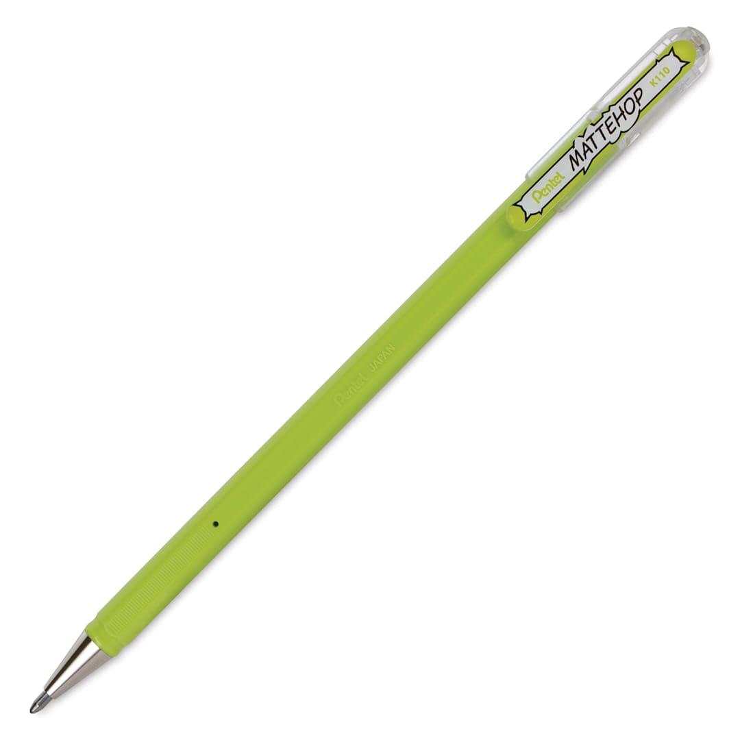 Open in modal - Pentel Arts Hybrid Mattehop Gel Roller Pen - Matte Yellow Green