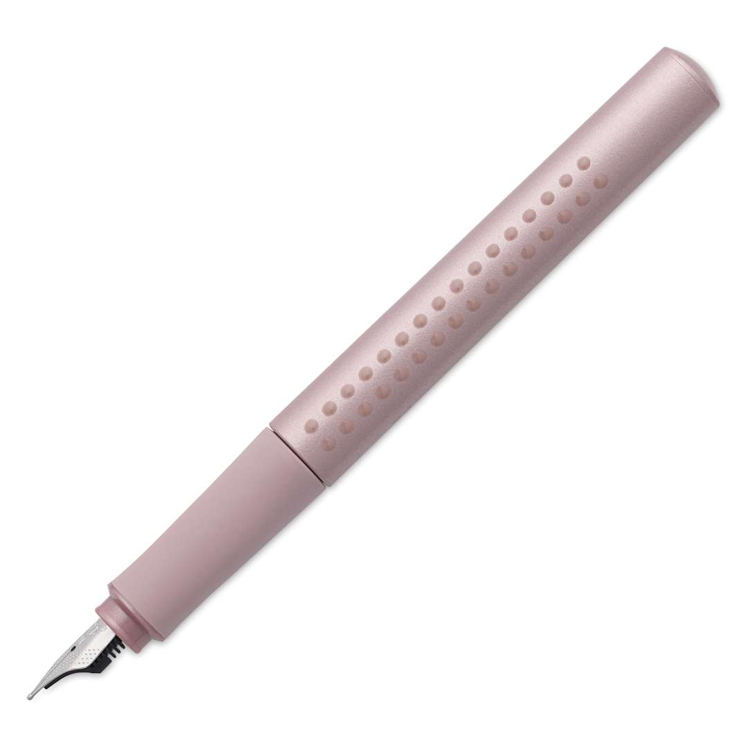 Open in modal - Faber-Castell 2011 Grip Fountain Pen - Pale Rose, Medium Nib, cap off