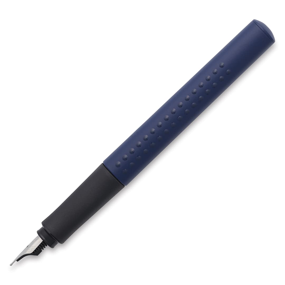 Open in modal - Faber-Castell 2011 Grip Fountain Pen - Classic Blue, Medium Nib, cap off