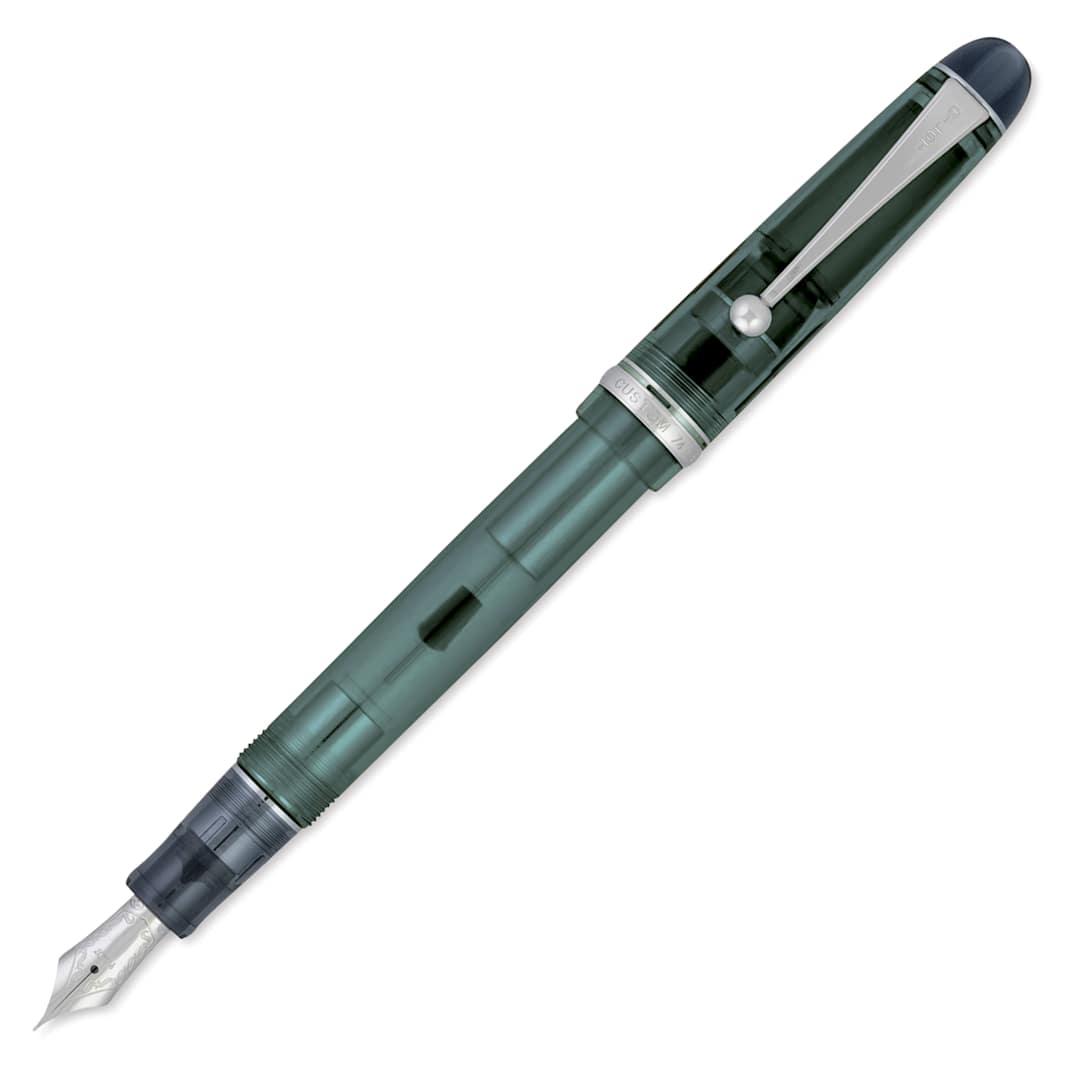 Open in modal - Pilot Custom 74 Fountain Pen - Forest Green, Broad, cap off