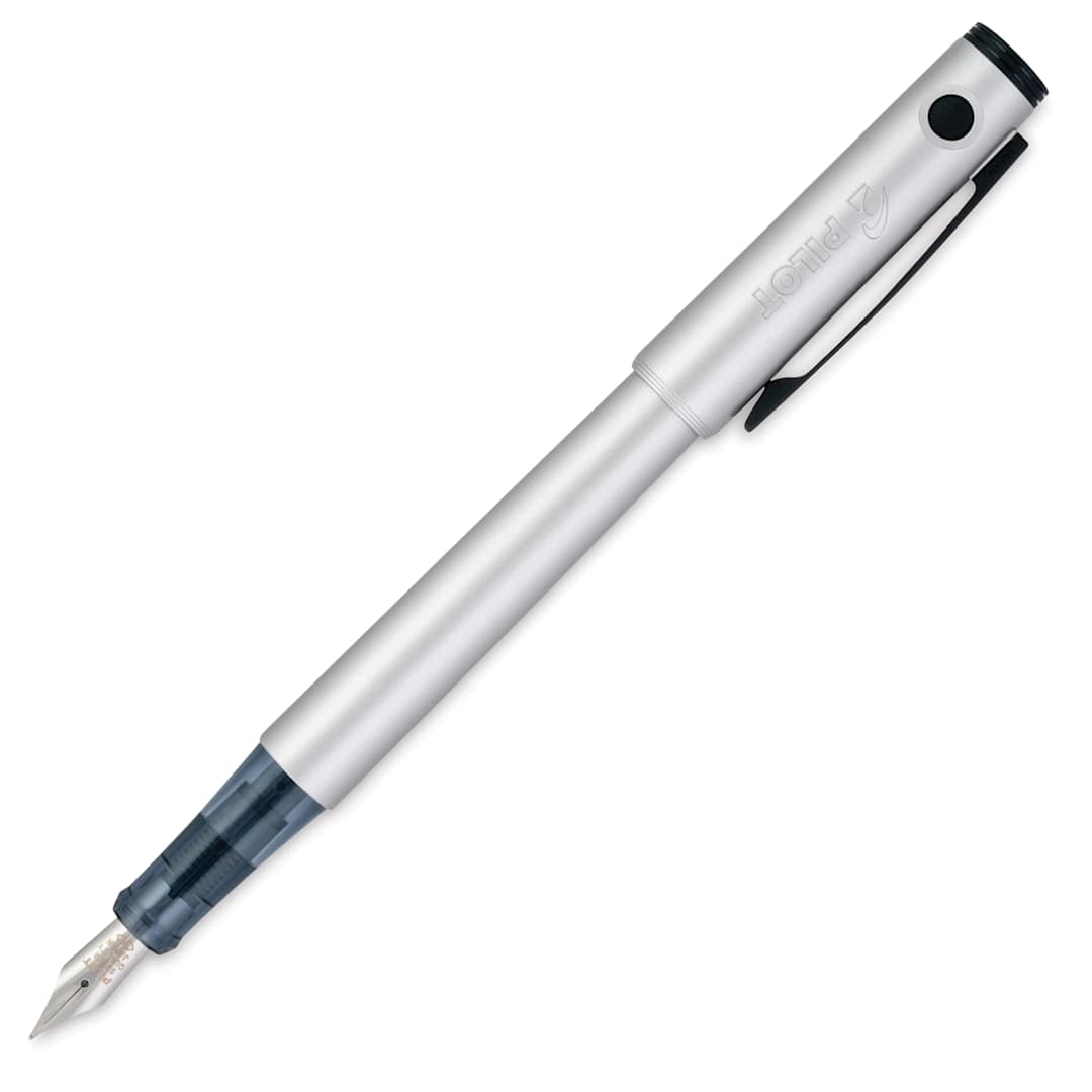 Open in modal - Pilot Explorer Fountain Pen - Silver, cap off (image may show a different size nib)
