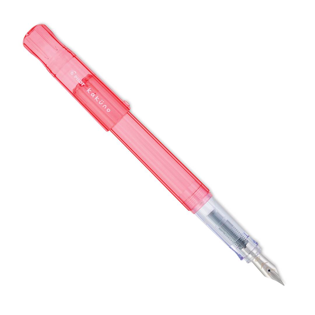 Open in modal - Pilot Kakuno Fountain Pen - Coral, Medium Nib, cap off