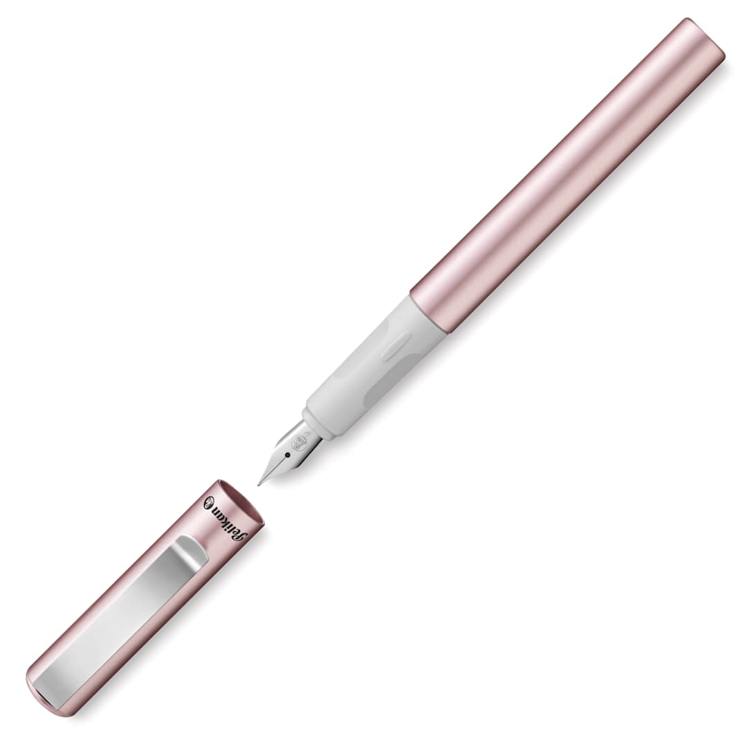 Open in modal - Pelikan Pina Colada Fountain Pen - Rose Metallic, Medium Nib, uncapped