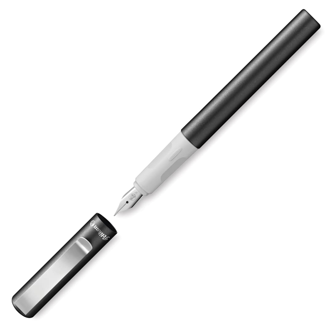 Open in modal - Pelikan Pina Colada Fountain Pen - Anthracite Metallic, Medium Nib, uncapped