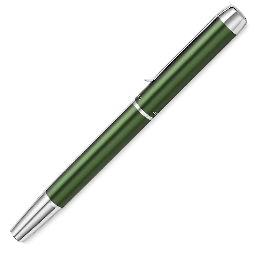 Open in modal - Pelikan Pura Rollerball Pen - Deep Green with cap on