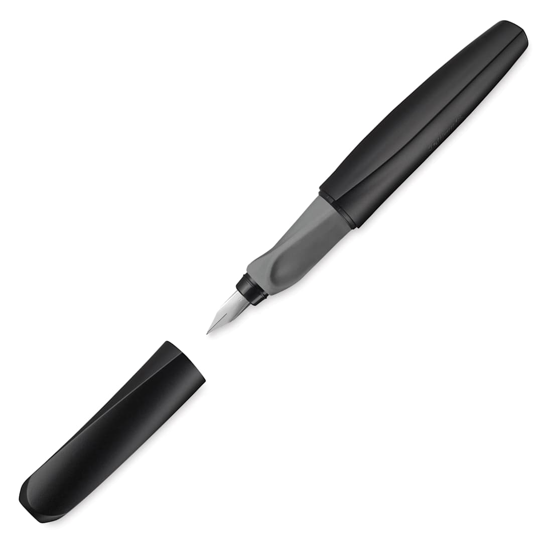 Open in modal - Pelikan Twist Fountain Pen - Black, Medium Tip, pen and cap