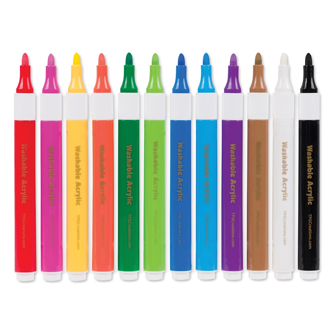 Open in modal - Magic Stix Washable Acrylic Markers - Assorted Color, Set of 12, caps off