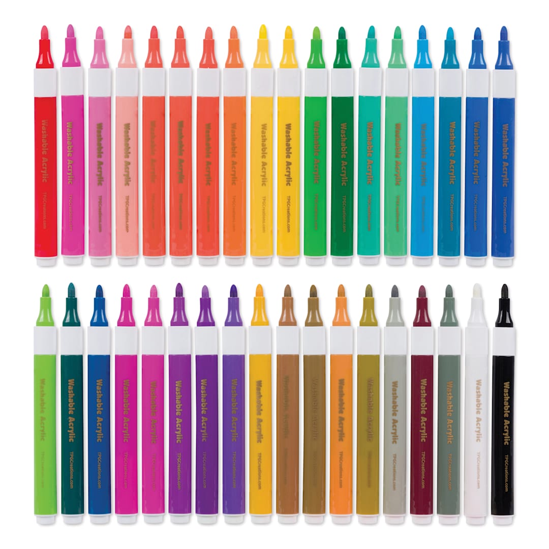 Open in modal - Magic Stix Washable Acrylic Markers - Assorted Color, Set of 36, caps off