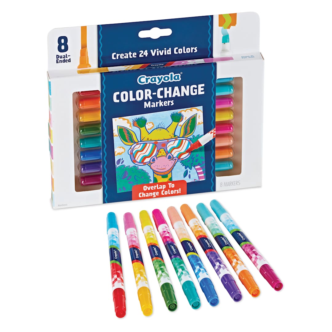 Open in modal - Crayola Color-Change Doodle Markers - Set of 8, packaging and set contents
