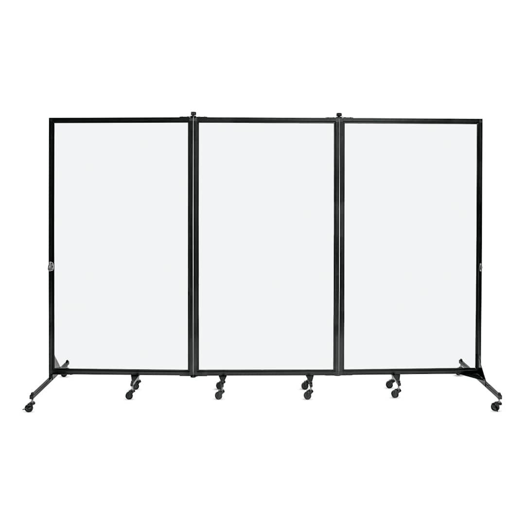 Open in modal - Screenflex Clear Room Dividers - 3 Panels, 74" H x 10 ft W
