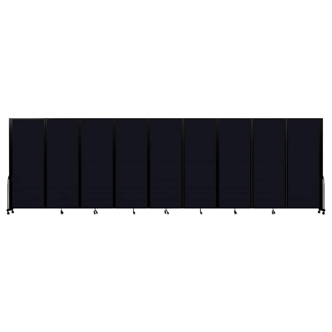 Open in modal - Screenflex Full Motion Room Divider - 7'6" x 25'1", Black, 9 Panel