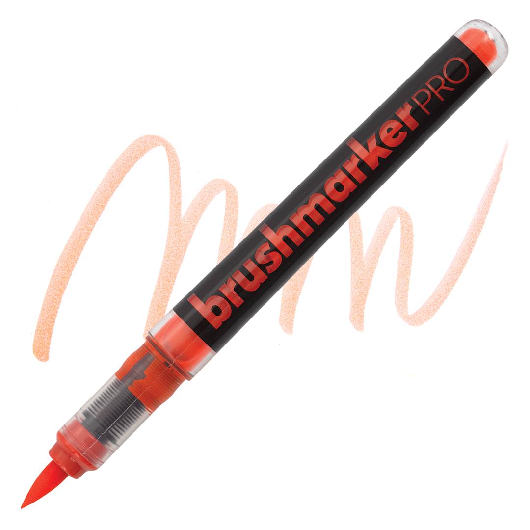 Open in modal - Karin Brushmarkers Pro Marker - Neon Orange Red, swatch and marker