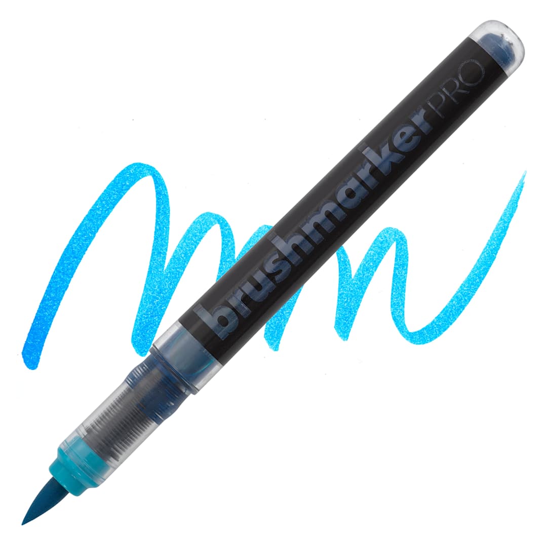 Open in modal - Karin Brushmarkers Pro Marker - Neon Blue, swatch and compilation